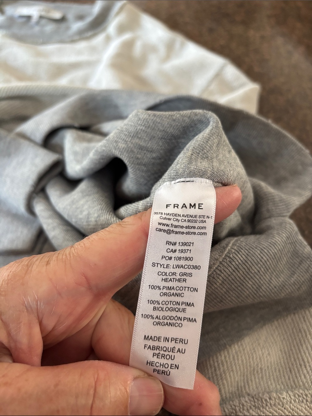 Frame Denim Light Gray Crewneck Sweatshirt with Contrast Trim - Picture 4 of 5